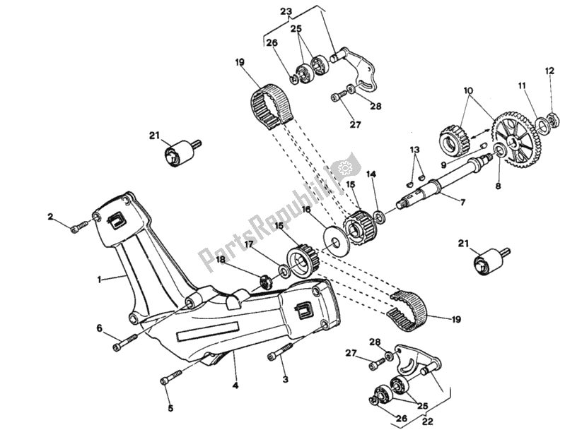 All parts for the Timing Belt of the Ducati Supersport 750 SS 1996